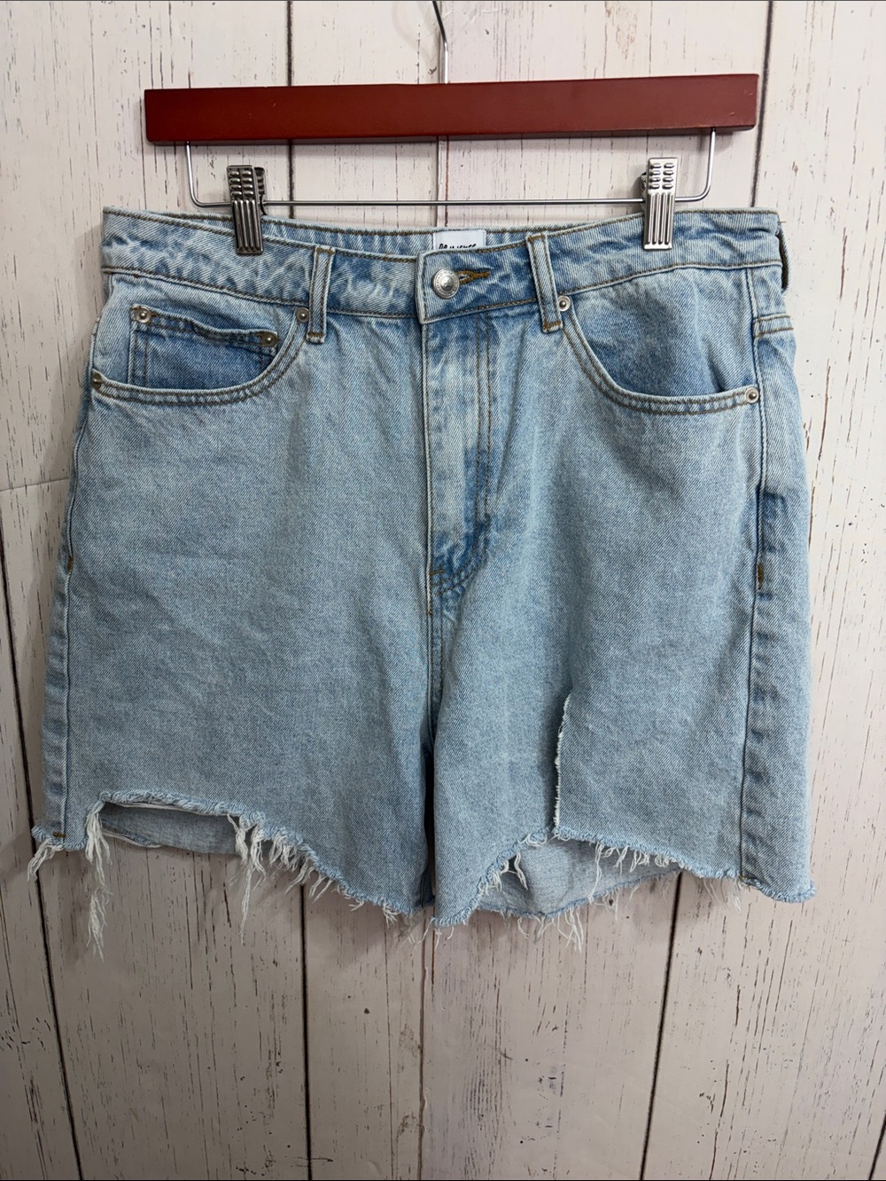 Princess Polly Light Blue Distressed Denim Shorts